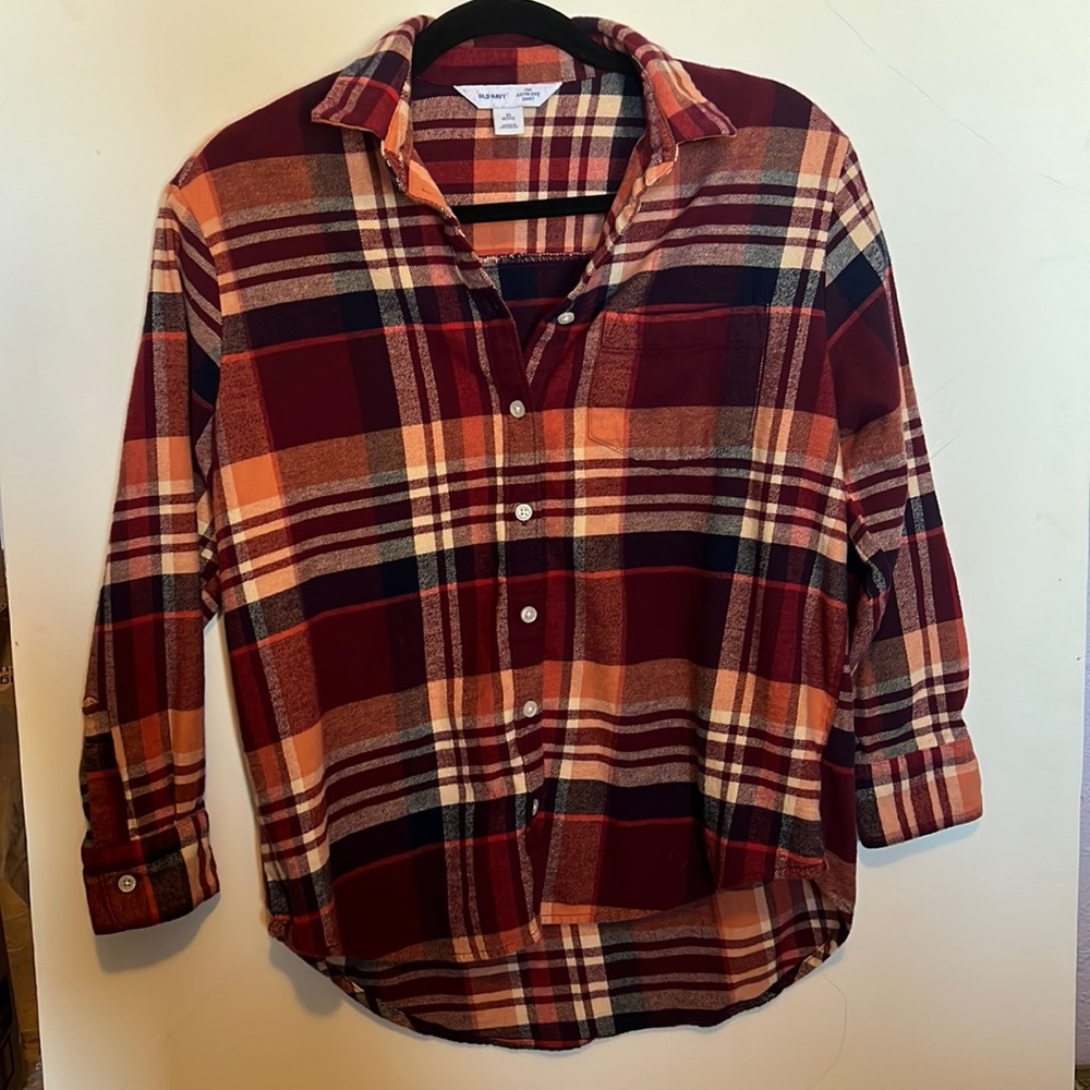 Oversized Old Navy fall flannel